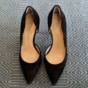 Jessica Simpson Claudette black suede heels